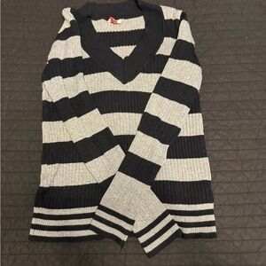 Striped Black and Gray Women's Sweater